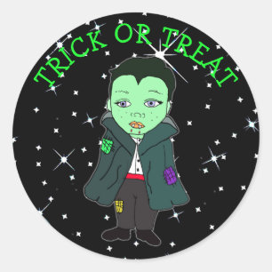 Halloween Kid Vampire Starry Night Classic Round Sticker
