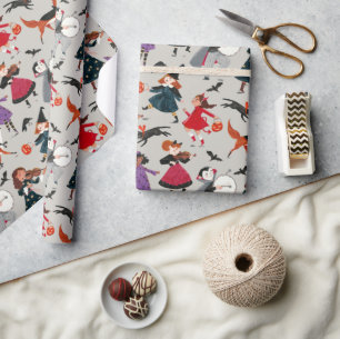 Halloween kids all-over print costume parade wrapping paper