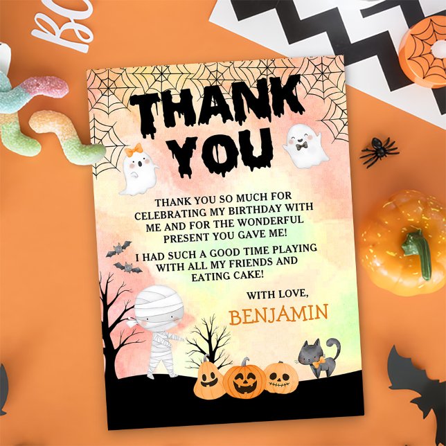 Halloween Kids Costume Birthday Party Thank You Card (Creator Uploaded)