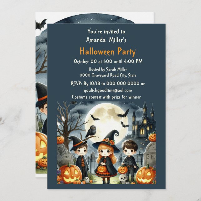 Halloween Kids Costume  Party Invitation (Front/Back)