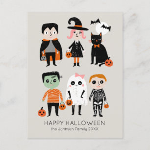Halloween Kids Illustration Custom Name Postcard