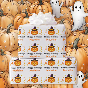 Halloween Kids Name Child's Birthday Personalise Wrapping Paper