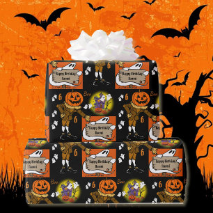 Halloween Kids Name Child's Birthday Personalise Wrapping Paper