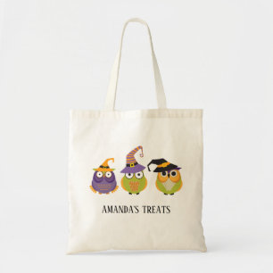 Halloween kids owls treat bag. Funny witch. Animal Tote Bag