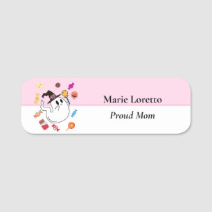 Halloween Kids Party Pink Name Tag