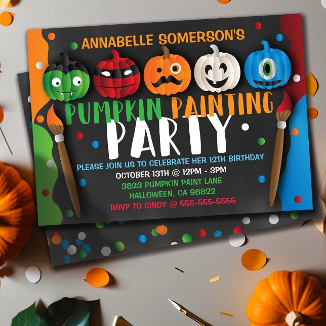 Halloween Kids Pumpkin Painting Party Invitation (Halloween Kids Pumpkin Painting Party Invitation
)