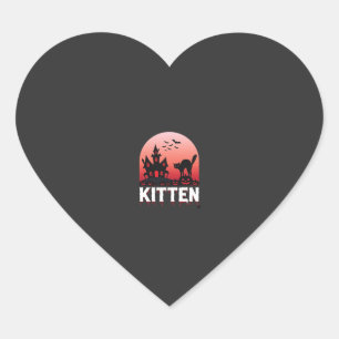 Halloween Kitten Haunted House Cat Design_1 Heart Sticker