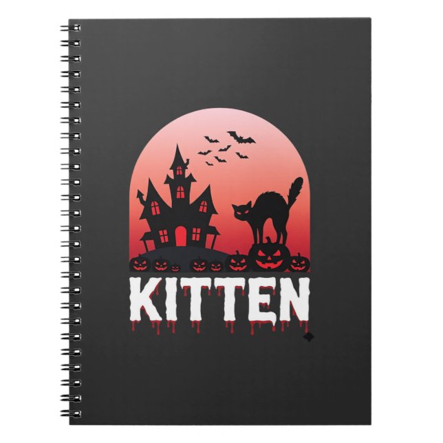 Halloween Kitten Haunted House Cat Design_1 Notebook (Front)