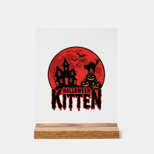 Halloween Kitten Haunted House Cat Graphic_1 Acrylic Sign
