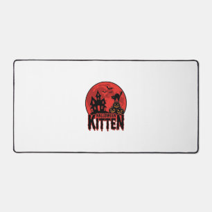 Halloween Kitten Haunted House Cat Graphic_1 Desk Mat