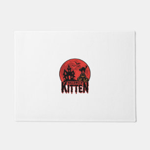 Halloween Kitten Haunted House Cat Graphic_1 Doormat