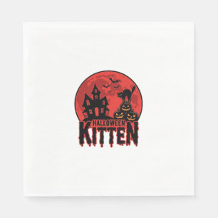 Halloween Kitten Haunted House Cat Graphic_1 Napkin