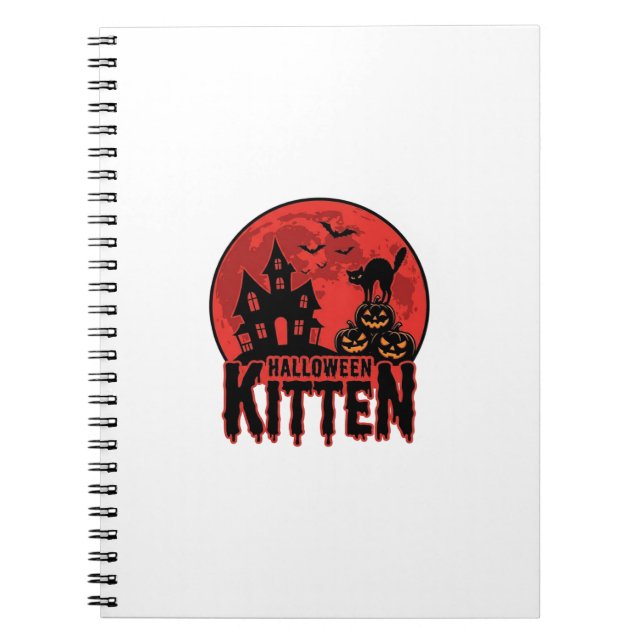 Halloween Kitten Haunted House Cat Graphic_1 Notebook (Front)