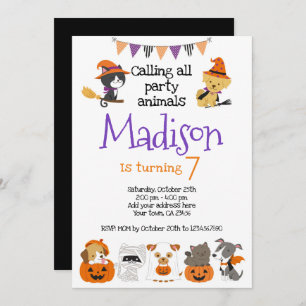 Halloween Kitties and Pupies Invitation