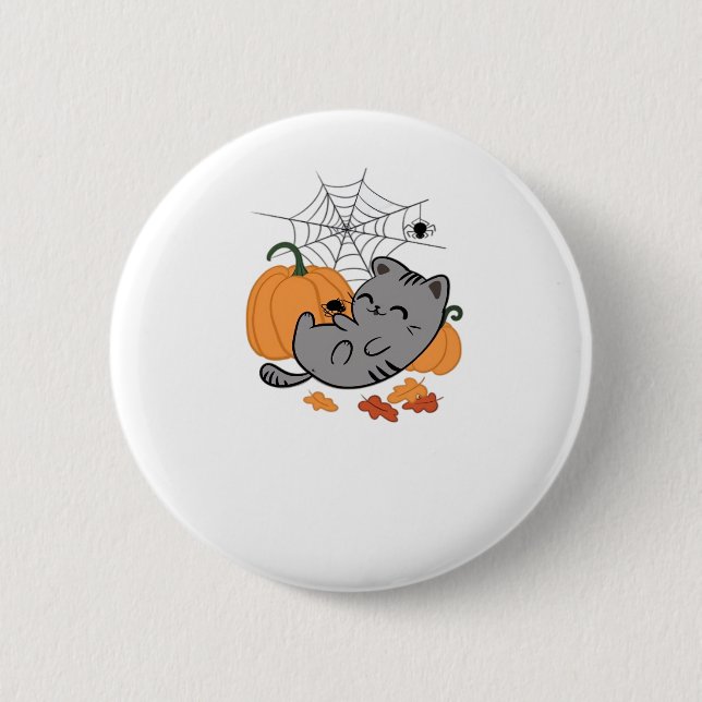 Halloween Kitty and Spiders Classic T-Shirt 6 Cm Round Badge (Front)