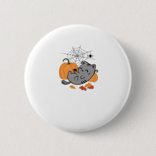 Halloween Kitty and Spiders Classic T-Shirt 6 Cm Round Badge