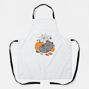 Halloween Kitty and Spiders Classic T-Shirt Apron