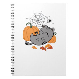 Halloween Kitty and Spiders Classic T-Shirt Notebook