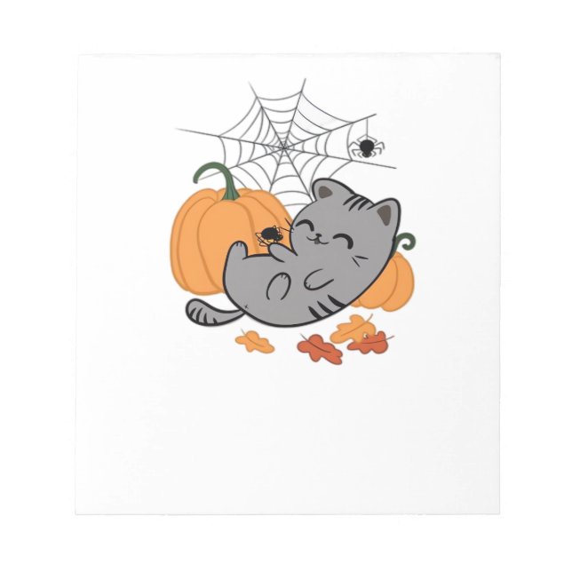 Halloween Kitty and Spiders Classic T-Shirt Notepad (Front)