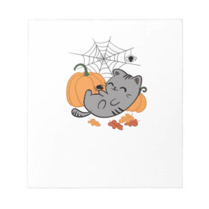 Halloween Kitty and Spiders Classic T-Shirt Notepad