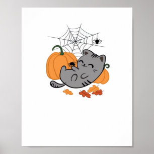 Halloween Kitty and Spiders Classic T-Shirt Poster