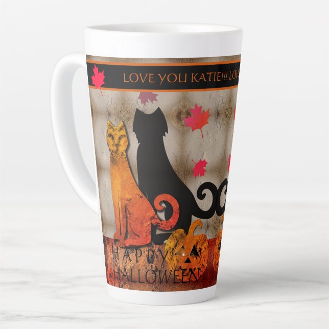 Halloween Kitty Cat  Latte Mug (Left Angle)