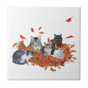 Halloween Kitty Cats Ceramic Tile