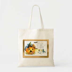 Halloween Kitty Sitting in Jack O Lantern Tote Bag