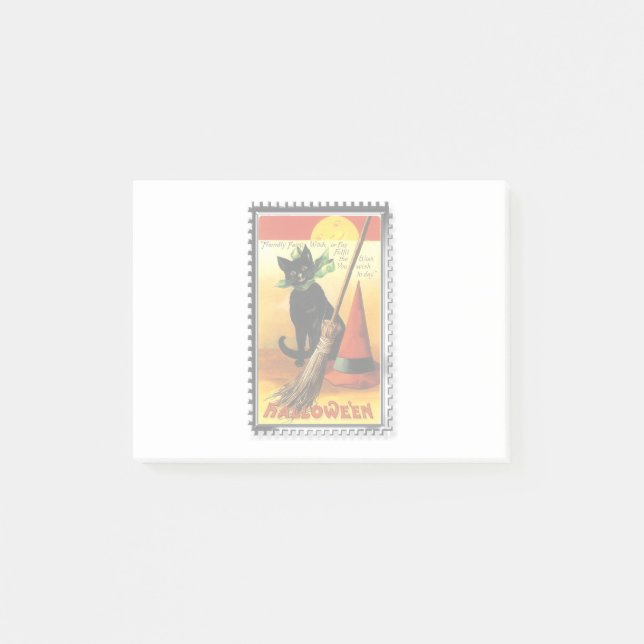 Halloween Kitty Sitting Witches Hat Post-it Notes (Front)