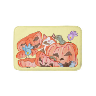 Halloween Kitty & SMashed Pumpkins Bath Mat