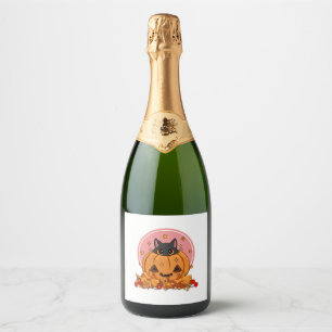 Halloween kitty  sparkling wine label