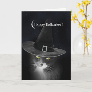 Halloween Kitty with Witch Hat Darling and Cute Card