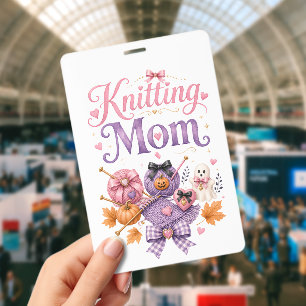 Halloween Knitting Mum Badge ID Badge