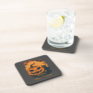 Halloween-Kürbis mit Gefährten Coaster