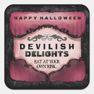 Halloween Label - Red & Black Large Square