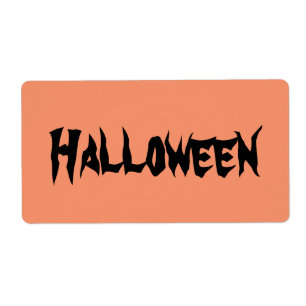 Halloween Labels with Black Text on Orange