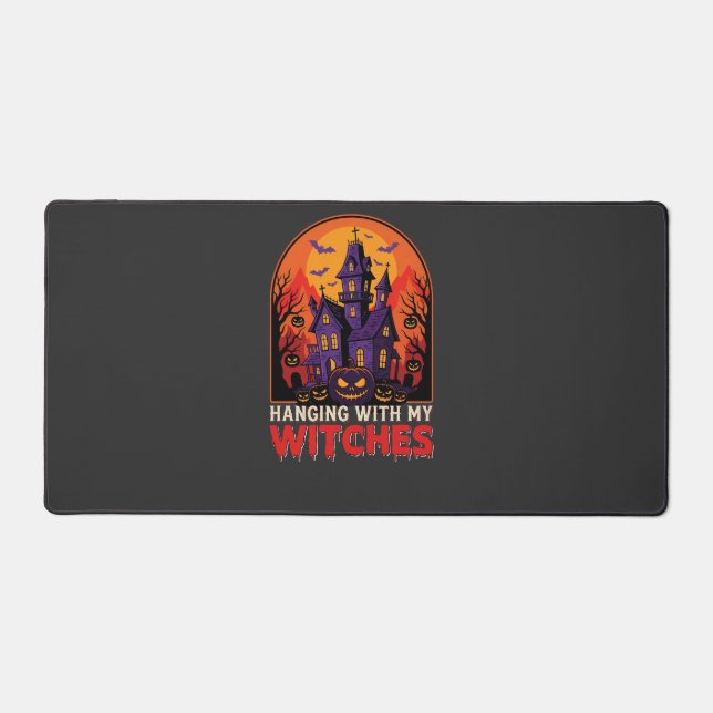 Halloween Laboratory Monster Pumpkin Moon Vector Desk Mat (Front)