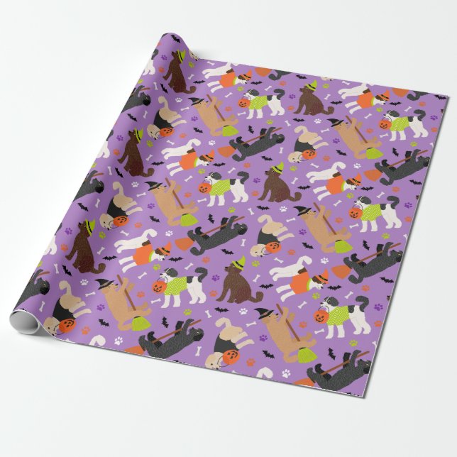 Halloween Labradoodle / Goldendoodle Wrapping Paper (Unrolled)