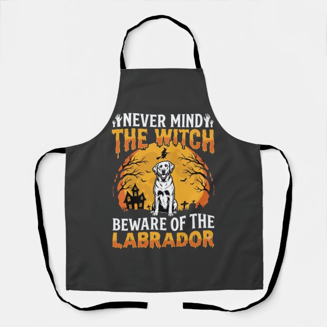 Halloween Labrador Beware of the Dog Apron (Front)