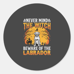 Halloween Labrador Beware of the Dog Classic Round Sticker