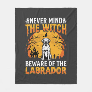Halloween Labrador Beware of the Dog Fleece Blanket