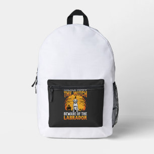 Halloween Labrador Beware of the Dog Printed Backpack
