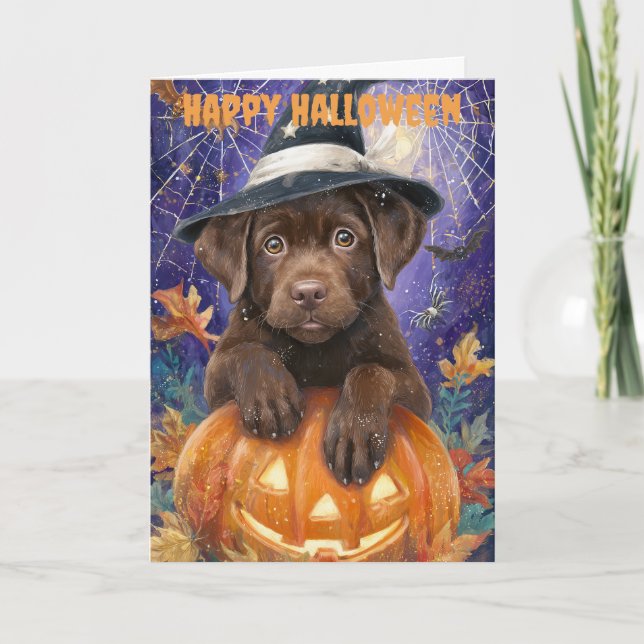 Halloween Labrador Dog Holiday Card (Front)