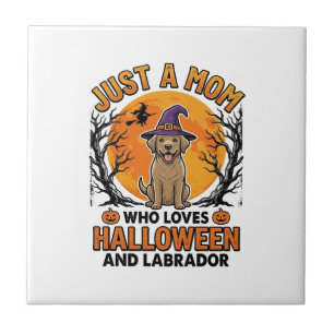 Halloween Labrador Mum Vintage Dog Design_1 Ceramic Tile