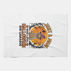 Halloween Labrador Mum Vintage Dog Design_1 Tea Towel
