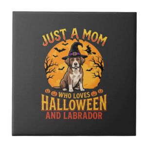 Halloween Labrador Mum Witch Dog Design_1 Ceramic Tile