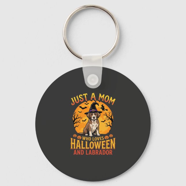 Halloween Labrador Mum Witch Dog Design_1 Key Ring (Front)