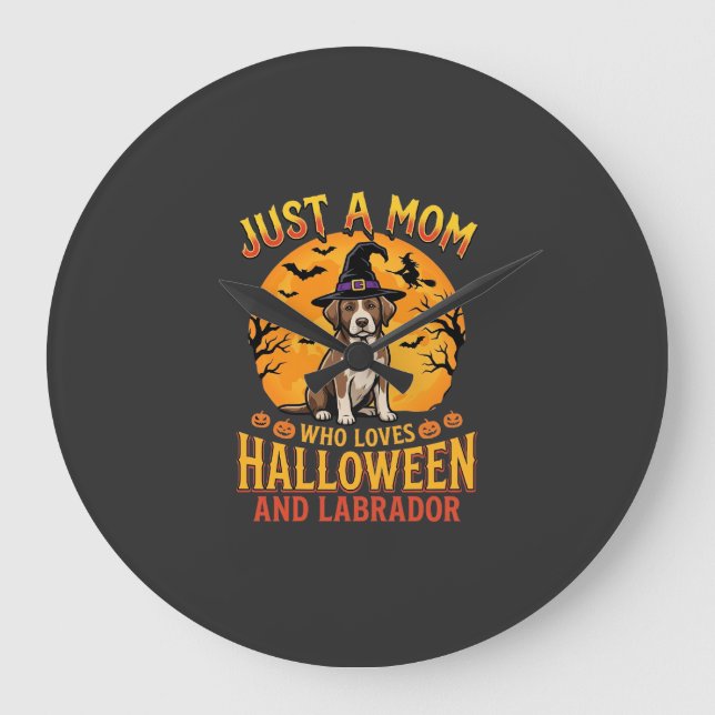 Halloween Labrador Mum Witch Dog Design_1 Large Clock (Front)