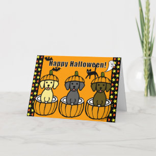 Halloween Labrador Puppies and Pumpkins Card