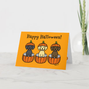 Halloween Labrador Puppies and Pumpkins Card